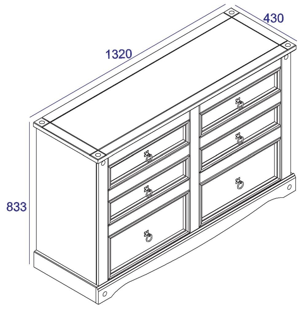 Product photograph of Corona White Mexican Pine 6 Drawer Wide Chest from Choice Furniture Superstore.